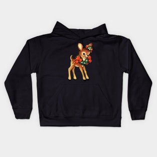 Vintage Christmas Reindeer Cute Christmas Kids Hoodie